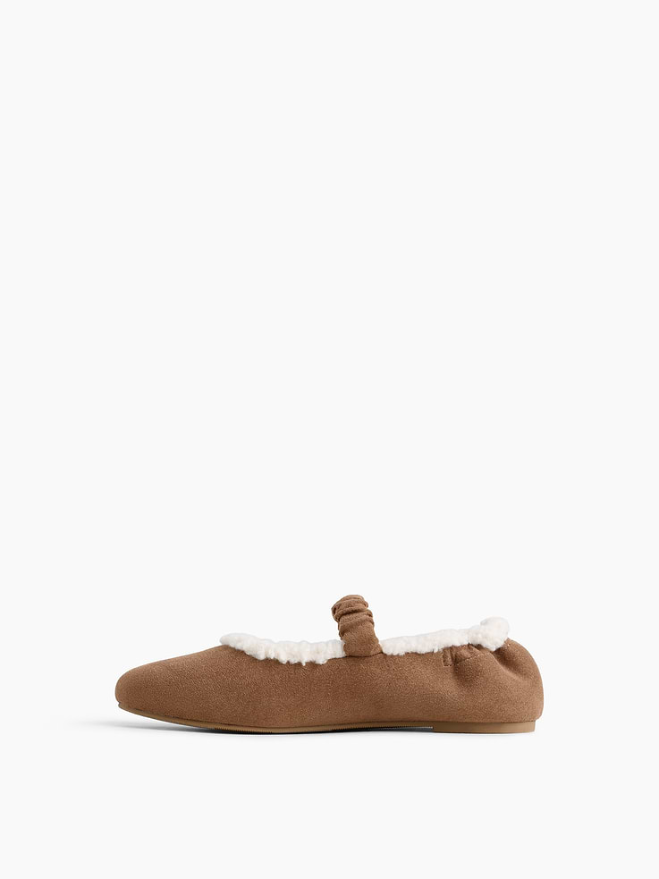 Image 4 de 4, Ballerines en suédine végane à doublure en sherpa pour Enfant
