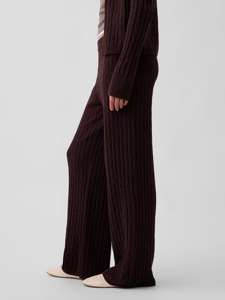 Image 3 of 6, CashSoft Cable-Knit Sweater Pants