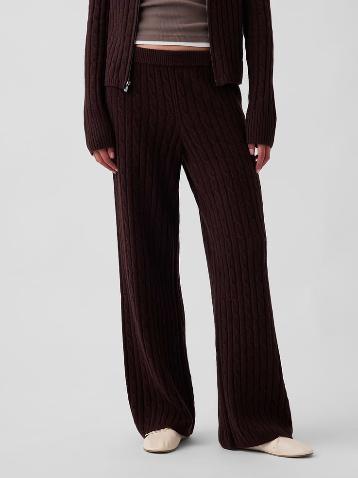 Image 2 of 6, CashSoft Cable-Knit Sweater Pants
