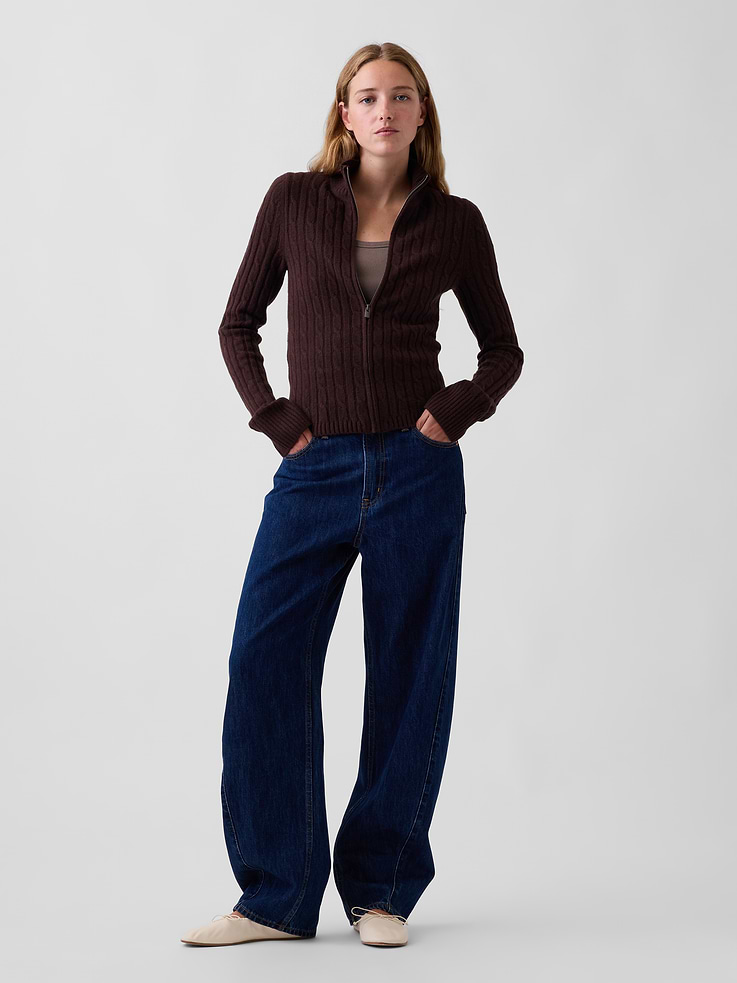 Image 2 de 5, Cardigan en tricot torsadé à glissière Effet cachemire