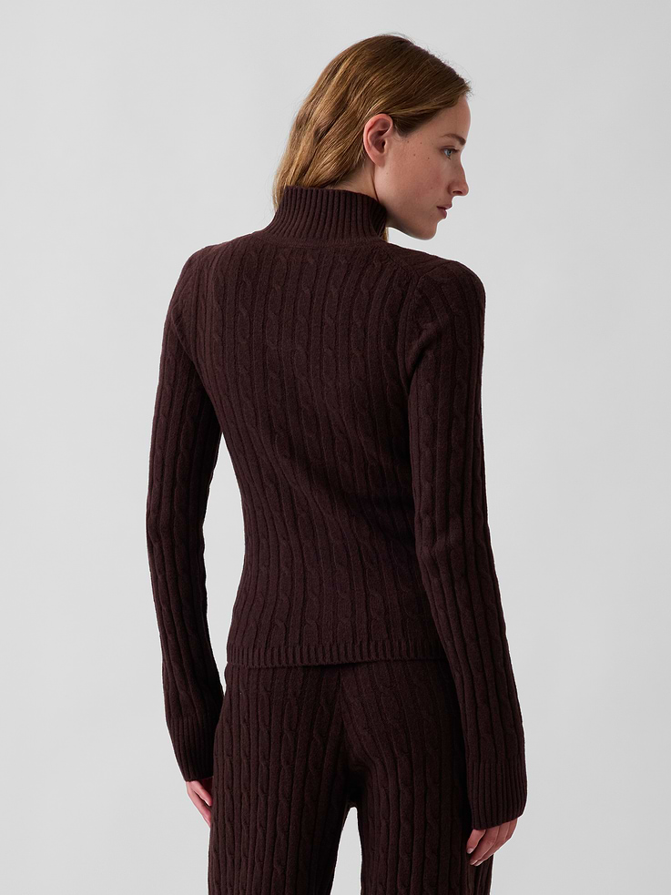 Image 3 de 5, Cardigan en tricot torsadé à glissière Effet cachemire