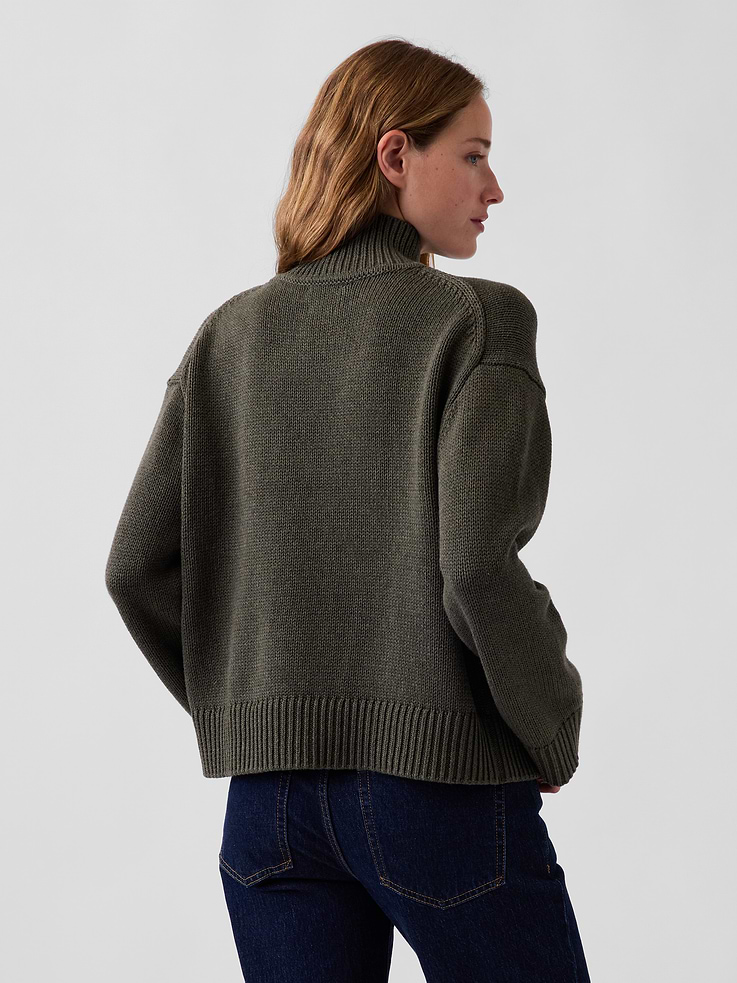 Image 3 of 5, 100% Cotton Oversized Mockneck Sweater