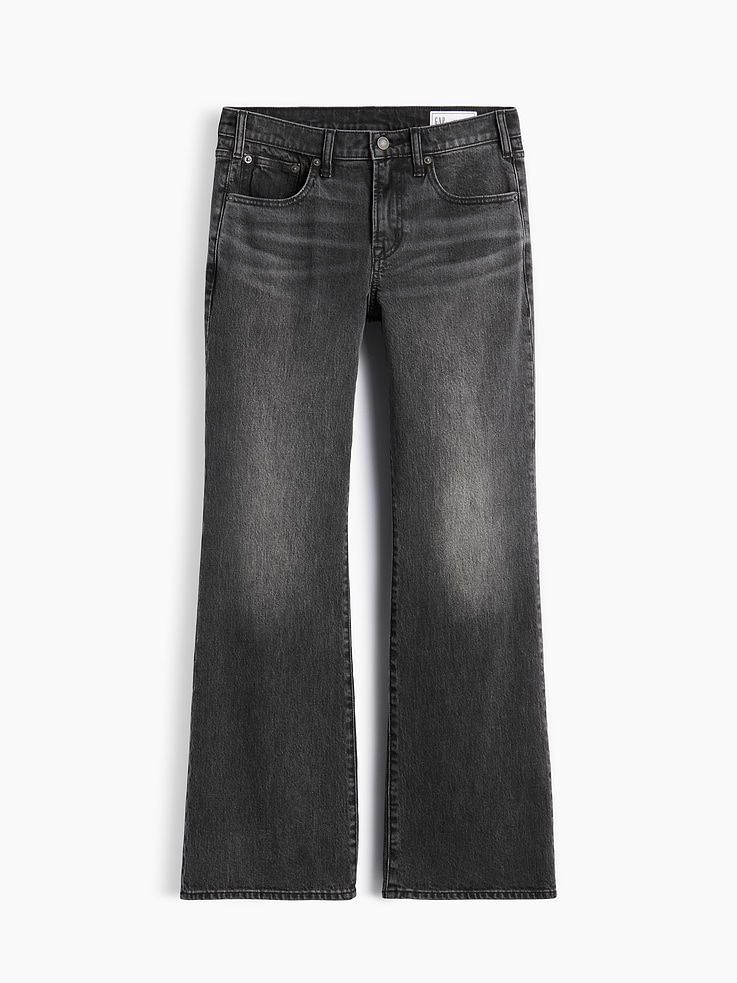 Image 6 of 6, Mid Rise Relaxed Flare Jeans