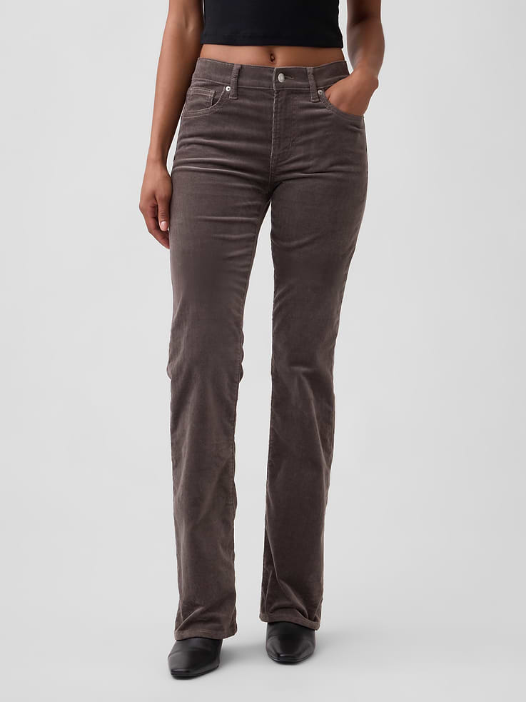 Image 2 of 7, Mid Rise Boot Corduroy Pants