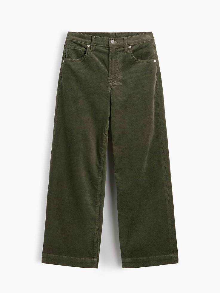 Image 7 of 7, High Rise Wide-Leg Crop Corduroy Pants