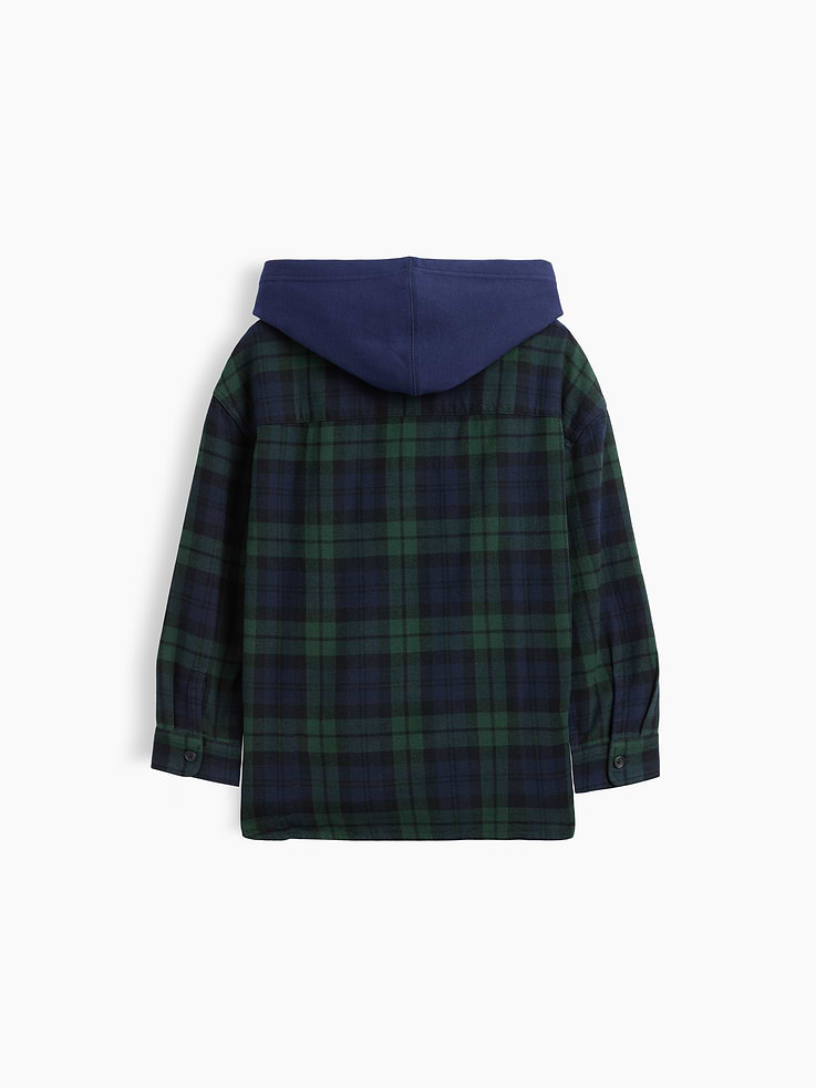 Image 3 of 3, Kids Hooded Flannel Shirt