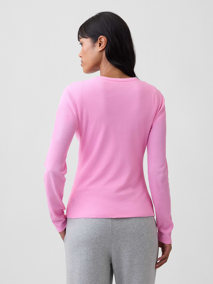 Image 2 of 5, Waffle-Knit Crewneck T-Shirt