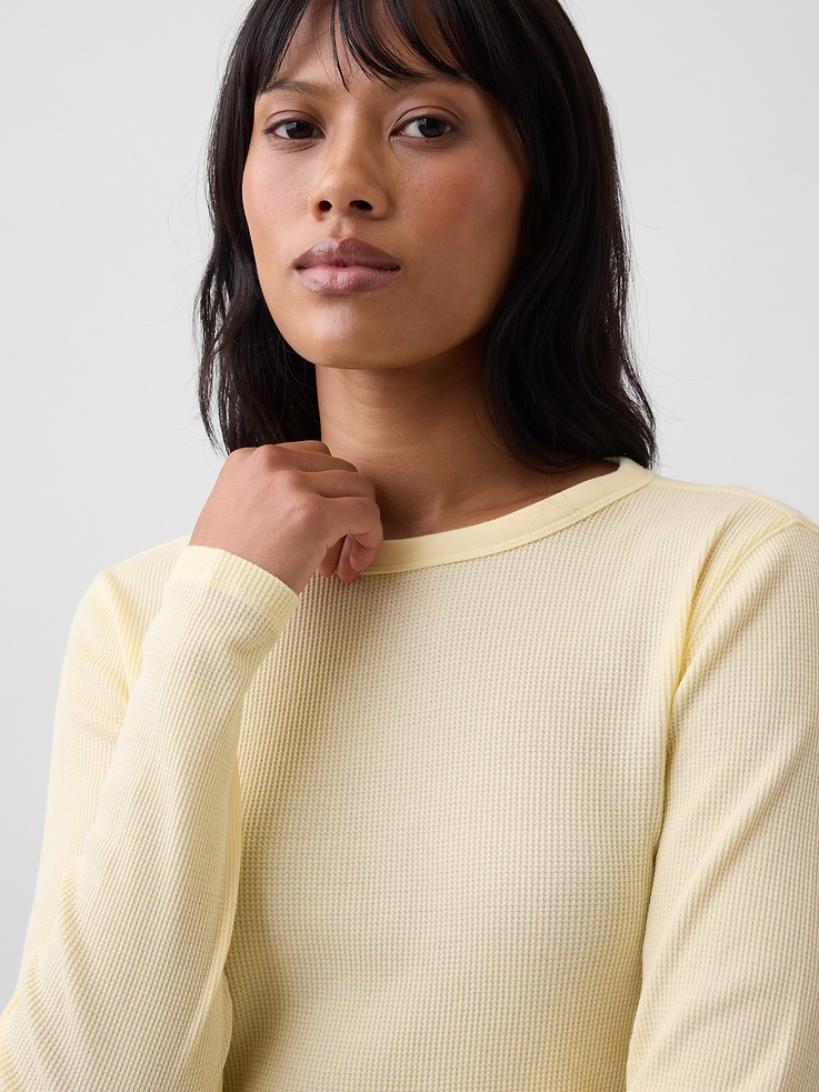 Image 4 of 5, Waffle-Knit Crewneck T-Shirt