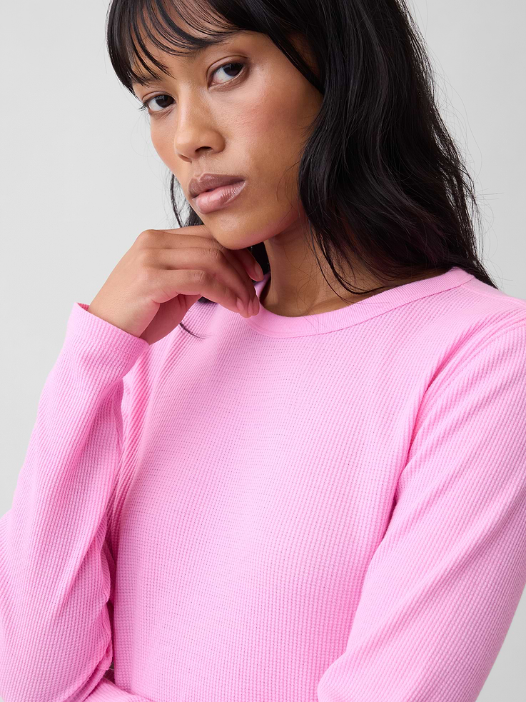 Image 4 of 5, Waffle-Knit Crewneck T-Shirt