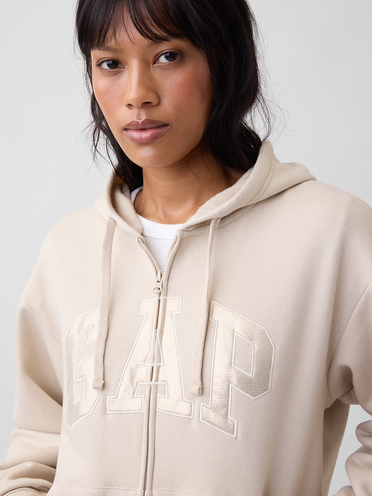 Image 4 of 5, Relaxed Gap Logo Zip Hoodie