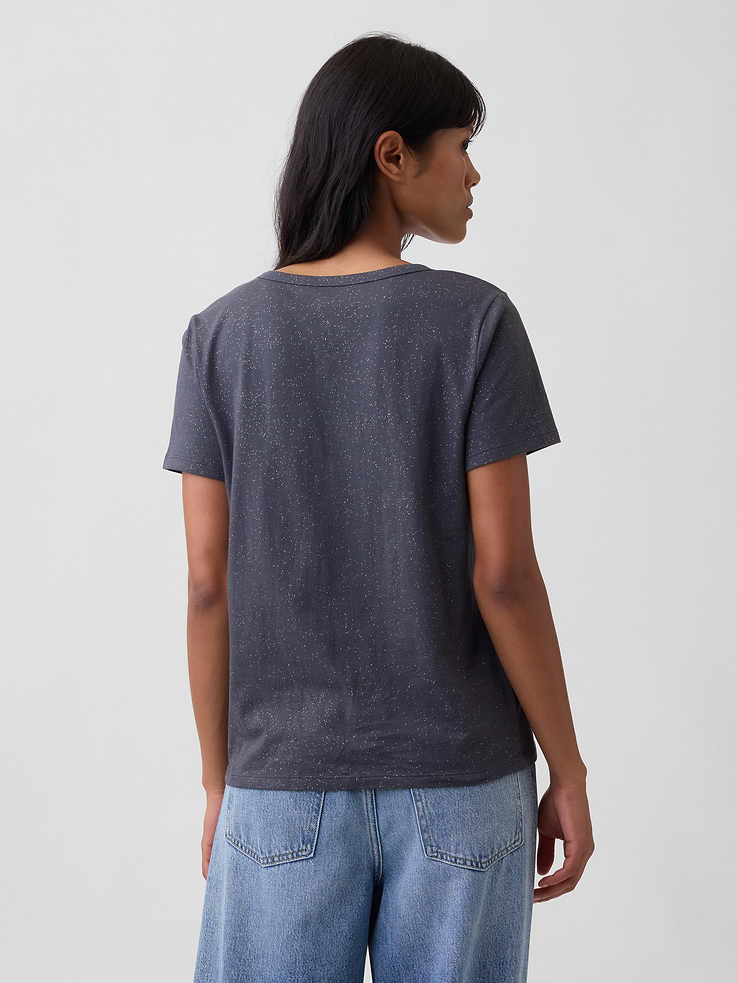 Image 2 of 5, Favorite V-Neck Glitter T-Shirt