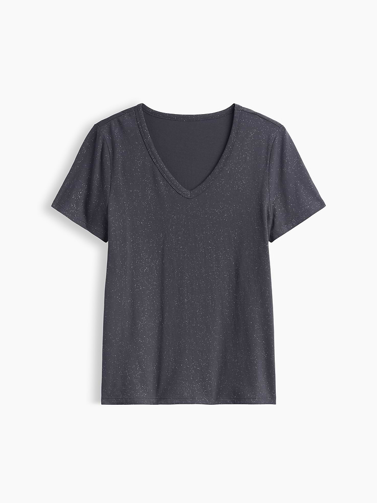 Image 5 of 5, Favorite V-Neck Glitter T-Shirt