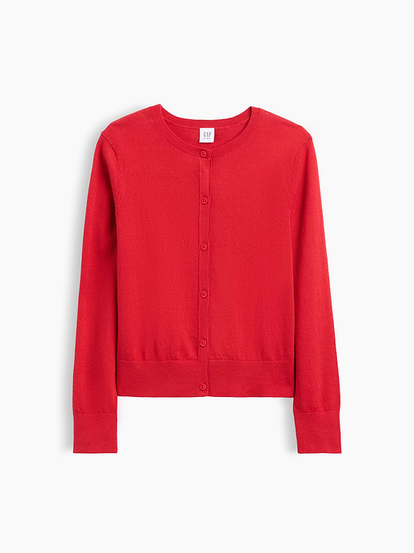 Kids 100% Cotton Crewneck Cardigan