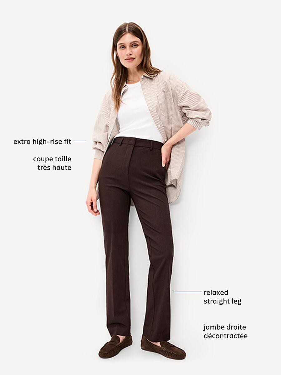 Image 5 de 10, Pantalon à jambe droite et à taille très haute en sergé