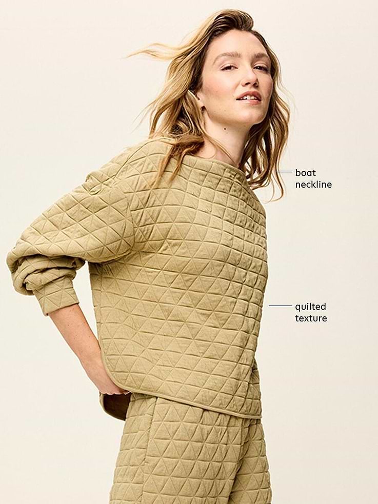 Image 5 of 9, Quilted Bounce Boatneck Sweatshirt