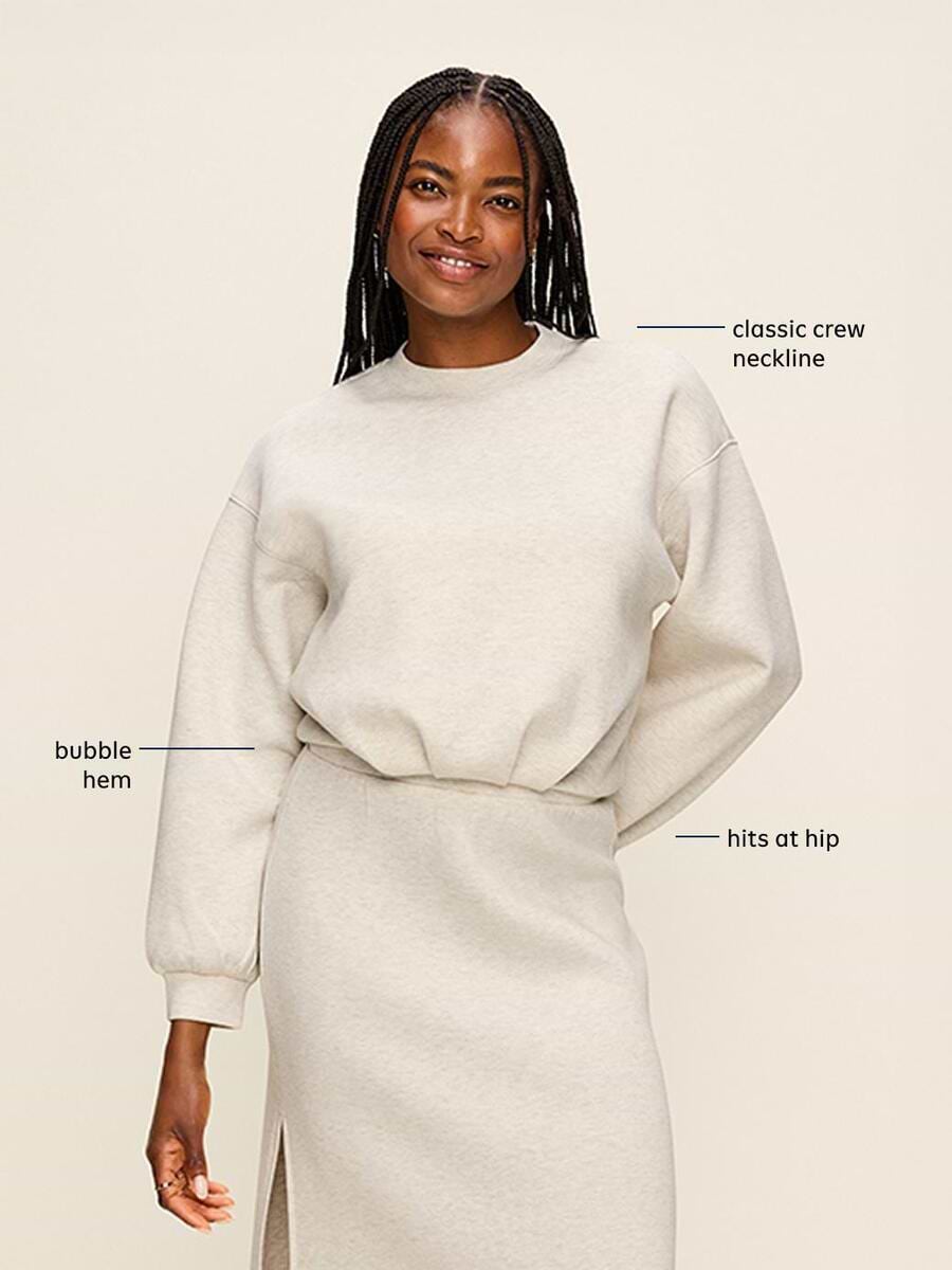 Image 5 of 9, Bounce Fleece Bubble-Hem Sweatshirt