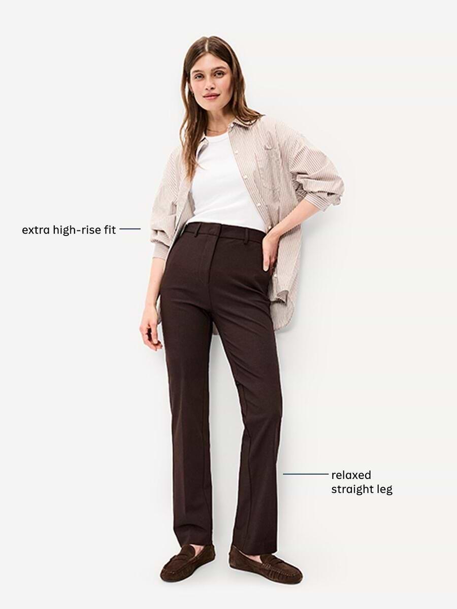 Extra High-Waisted Straight-Leg Twill Pants | Old Navy