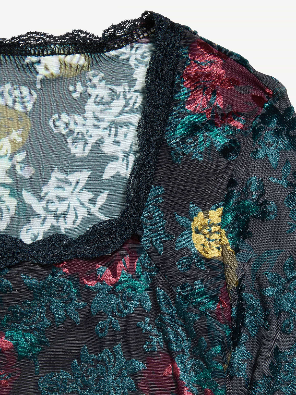 Image 4 of 4, Long-Sleeve Floral Velour Top for Girls