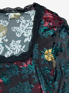 Image 4 of 4, Long-Sleeve Floral Velour Top for Girls