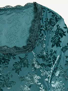 Image 4 of 4, Long-Sleeve Floral Velour Top for Girls