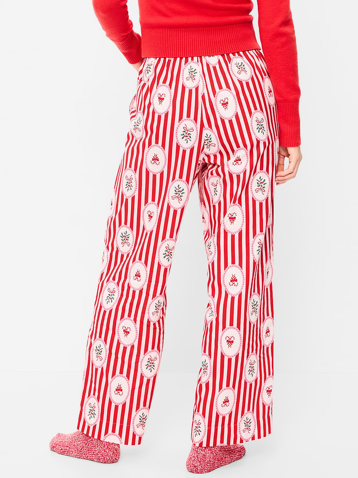 Image 2 of 9, High-Waisted Poplin Pajama Pant