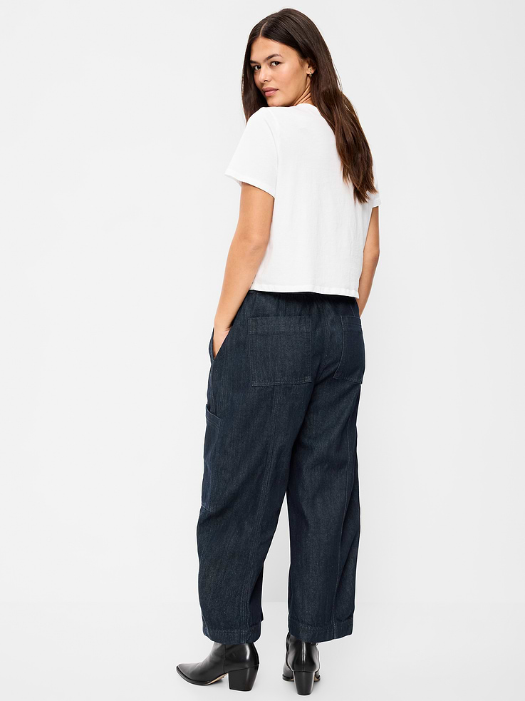 Image 3 of 6, Mid-Rise Barrel-Leg Utility Pants