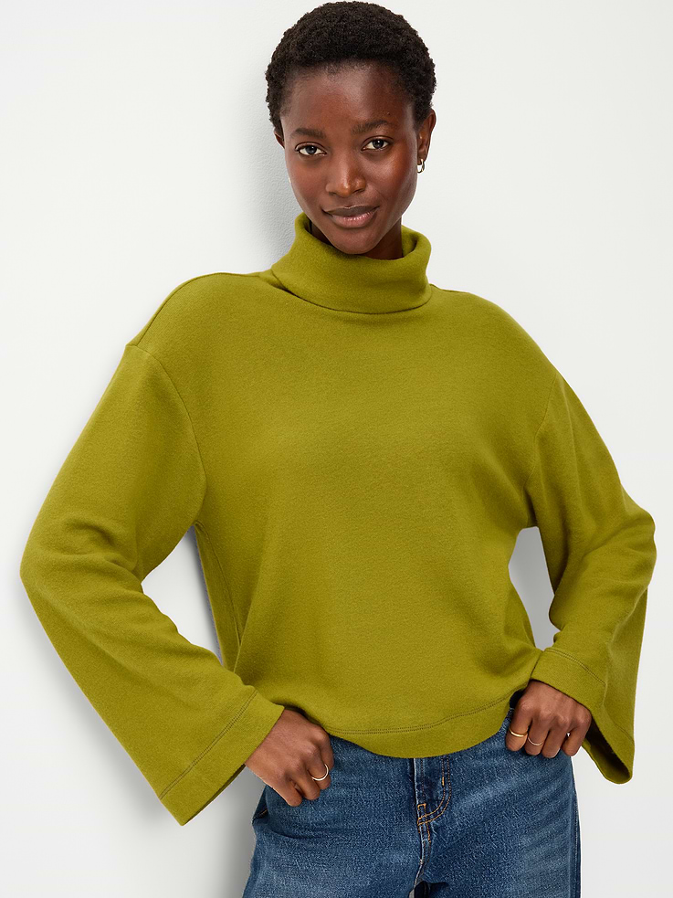 Image 3 of 9, Long-Sleeve Oversized Turtleneck Sweater