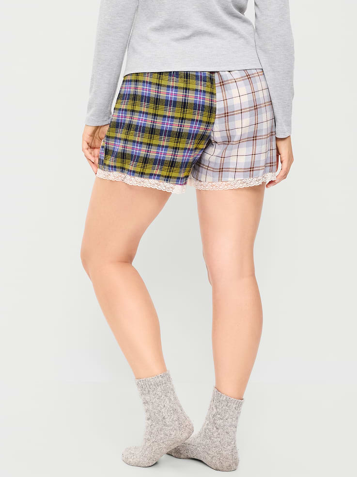 Image 6 of 8, Flannel Boxer Pajama Shorts