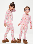 Image 1 of 2, Featuring SoftMode: our snuggliest, softest, brushed jersey., crew neck, long sleeves, matching pajama pants, elasticized waistband, rib-knit cuffs, allover print, Product #910436
