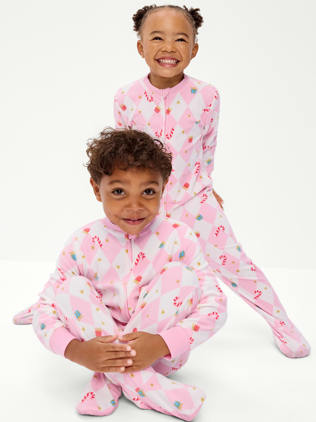Image 1 of 2, rib-knit crew neck, long sleeves, rib-knit cuffs, sizes 3m - 2t only: reversible full-length zipper, sewn-in feet, gripper dots, online exclusive, Product #910316