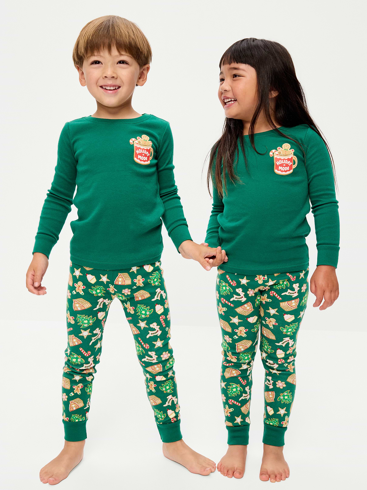 Image 1 of 2, crew neck, long sleeves, ribbed cuffs, matching pajama bottoms, elasticized waistband, ribbed leg cuffs, Product #910429
