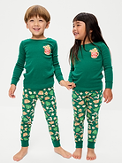 Image 1 of 2, crew neck, long sleeves, ribbed cuffs, matching pajama bottoms, elasticized waistband, ribbed leg cuffs, Product #910429