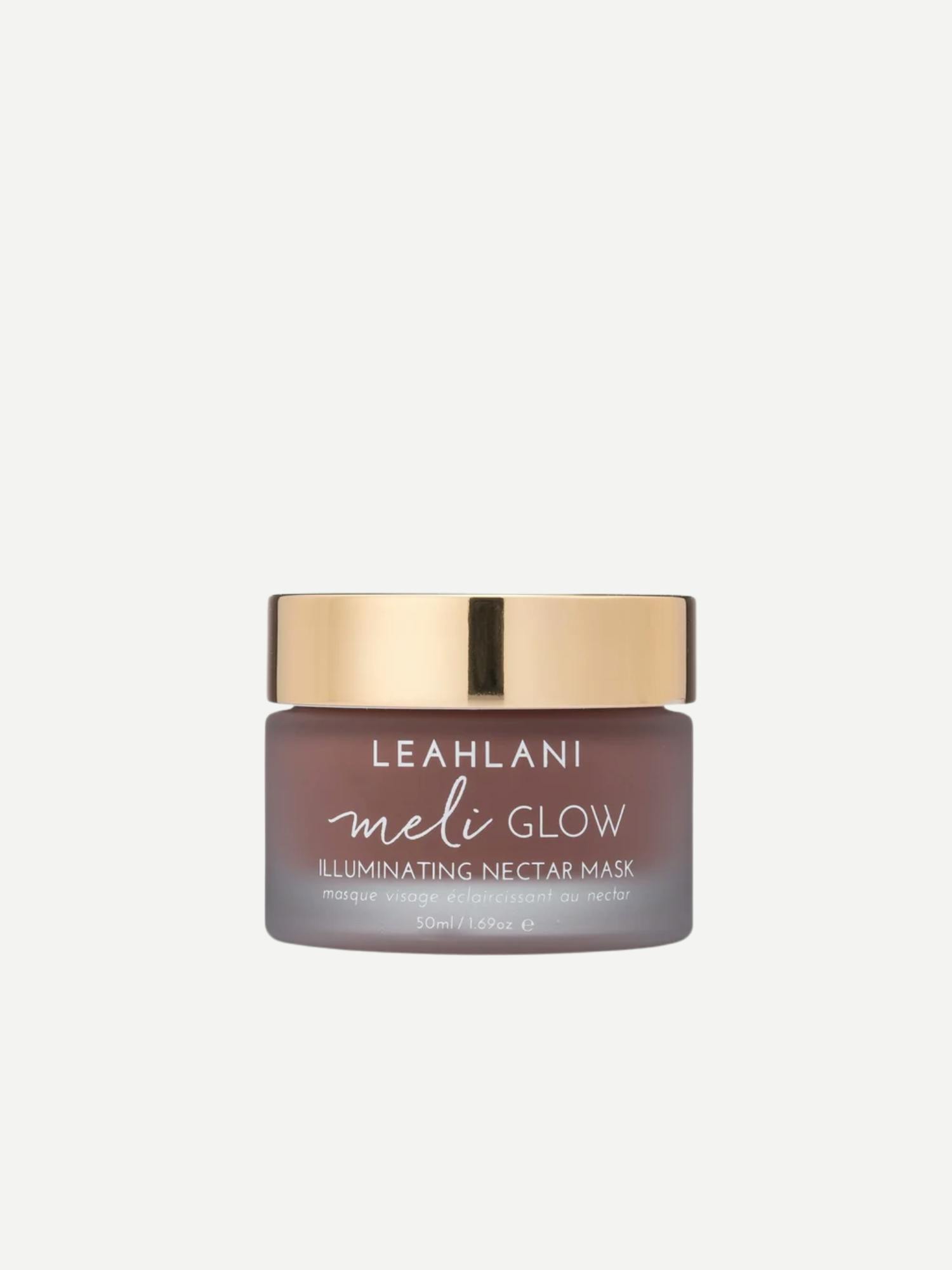 Image 1 of 2, a lavish, creamy nectar mask designed to enhance radiance and restore luminosity, infused with tropical fruit enzymes, vitamin C, nutrient-rich beauty oils, hyaluronic acid, and mineral clays, Meli Glow softens and brightens the appearance of dull, dehydrated skin, skin is left feeling plump, supple, and beautifully renewed, Leahlani Skincare products are made fresh in small batches from high-performing organic, wildcrafted, and local Hawaiian ingredients. They are 100% cruelty free, and contain no synthetic dyes or fragrances, 50ml / 1.69oz, Product #1205902