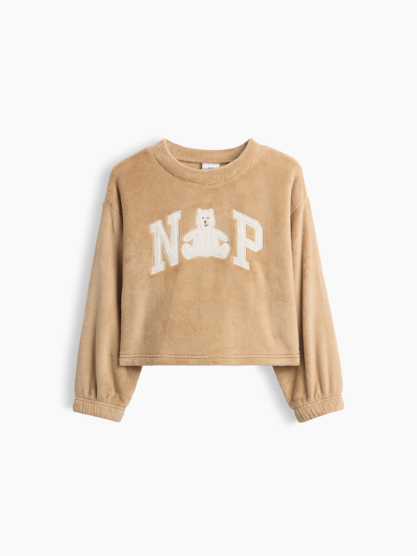 Kids Recycled Sherpa NAP Logo PJ Top