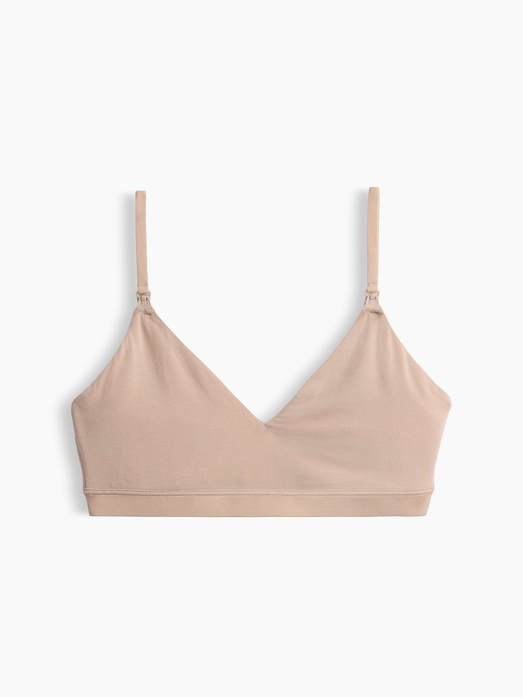 Image 1 of 2, Soft modal maternity nursing bra with 4-way stretch., V-neck., Adjustable tank straps with easy clip-down feature make nursing and pumping easy., Adjustable hook-and-eye back closures at back., Please note: Maternity styles cannot be returned in store. Please enjoy free returns by mail., Product #908639