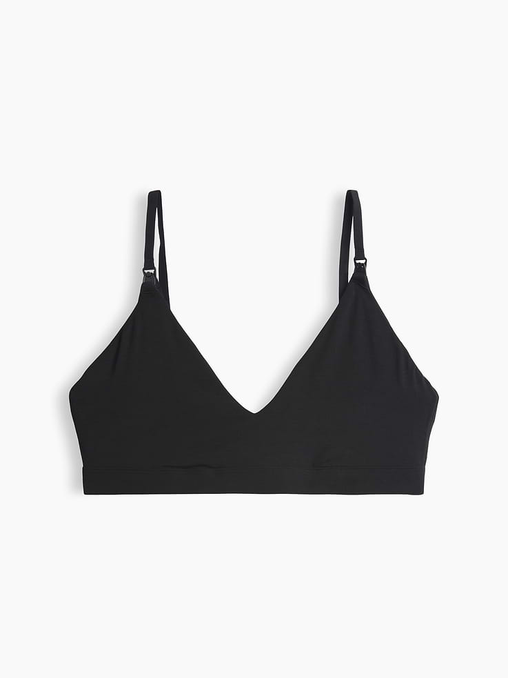 Image 1 of 2, Soft modal maternity nursing bra with 4-way stretch., V-neck., Adjustable tank straps with easy clip-down feature make nursing and pumping easy., Adjustable hook-and-eye back closures at back., Please note: Maternity styles cannot be returned in store. Please enjoy free returns by mail., Product #908639