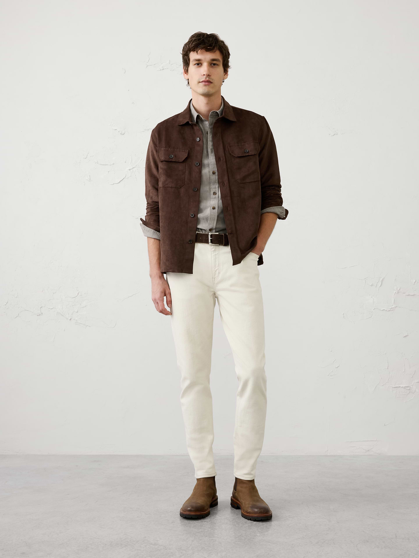 Image 3 of 3, Slim-Fit Lightweight Flannel Shirt