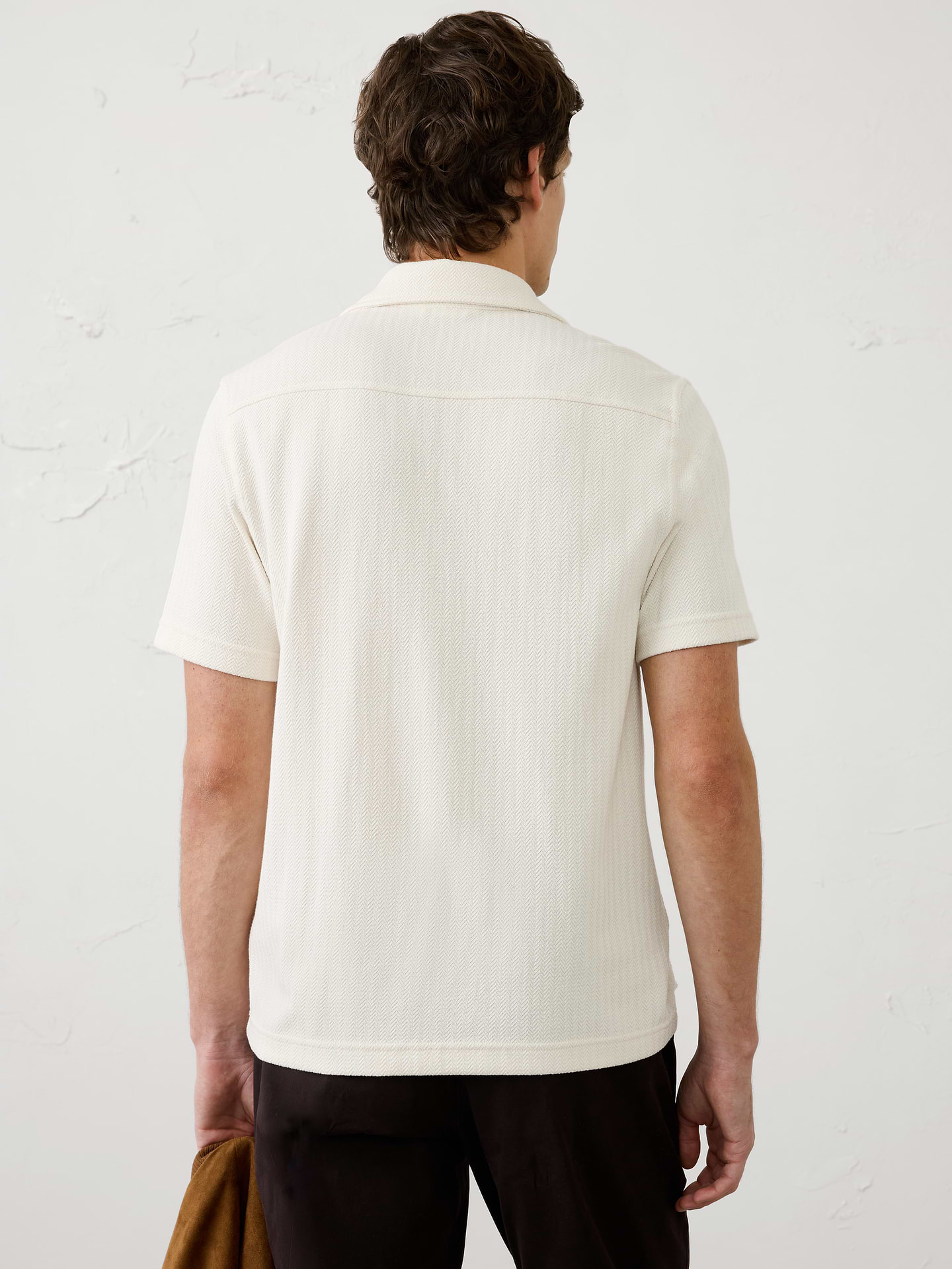 Image 2 of 4, Standard-Fit Knit Herringbone Shirt