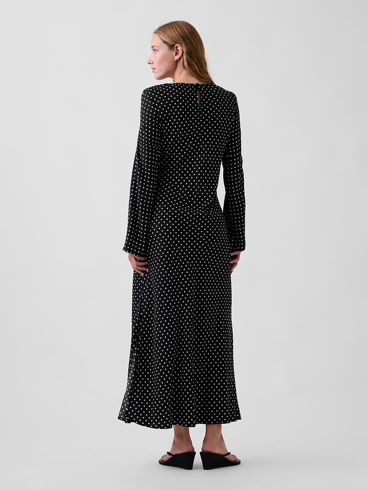 Image 2 of 5, Bell-Sleeve Bias-Cut Maxi Dress