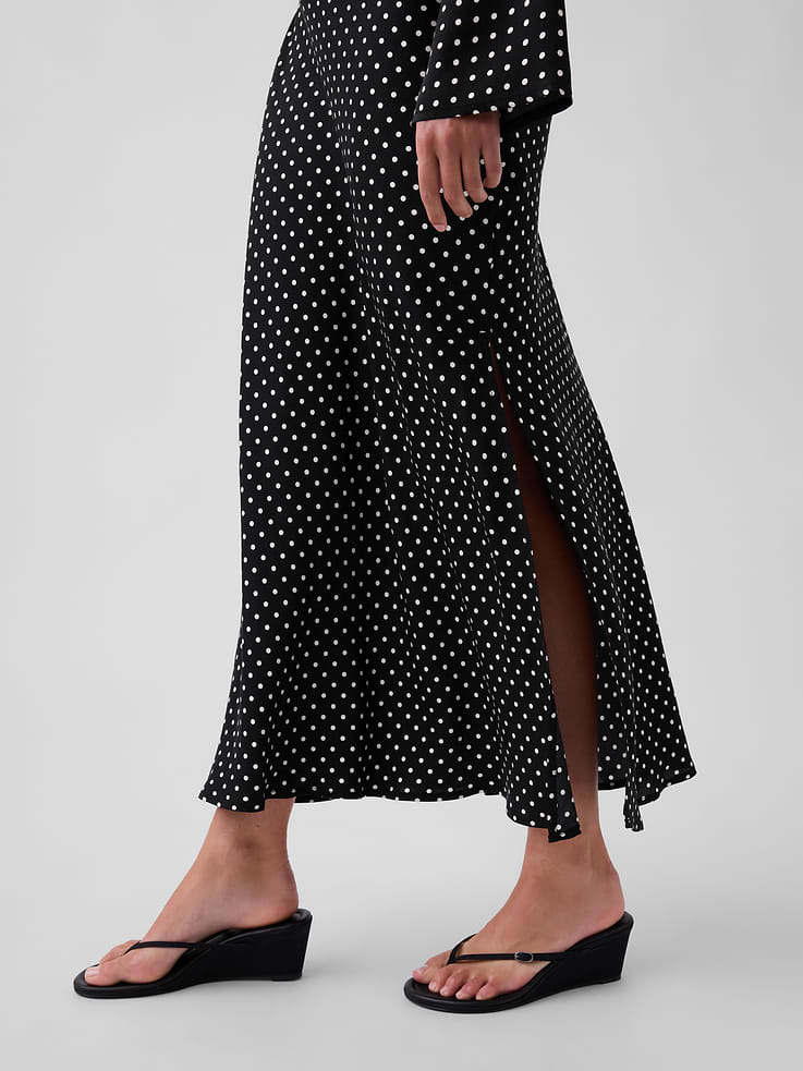 Image 4 of 5, Bell-Sleeve Bias-Cut Maxi Dress