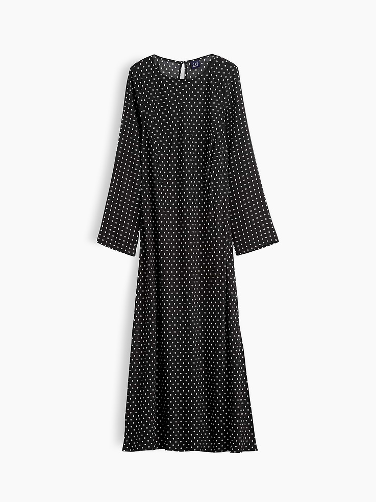 Image 5 of 5, Bell-Sleeve Bias-Cut Maxi Dress