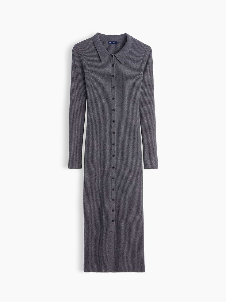 Image 5 of 5, CashSoft Rib Sweater Maxi Shirtdress