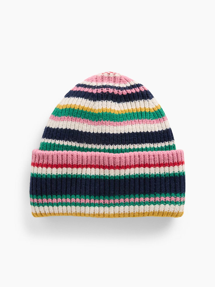 Image 1 of 2, Soft, chunky knit cotton-blend beanie., Rolled brim., This product was made in a factory that invests in gender equity and women’s empowerment through RISE. Learn more at gapinc.com/equity ., Product #1185040