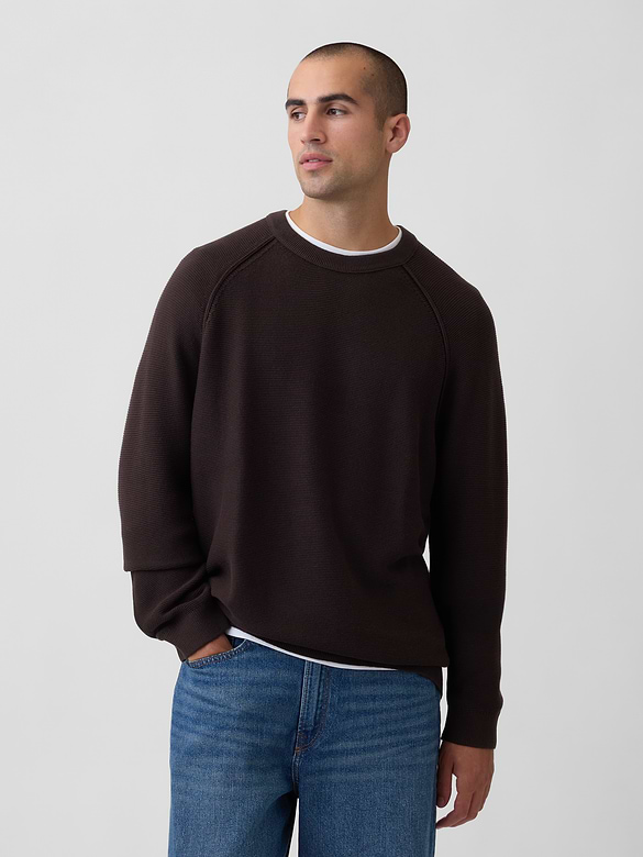 Garter-Stitch Crewneck Sweater