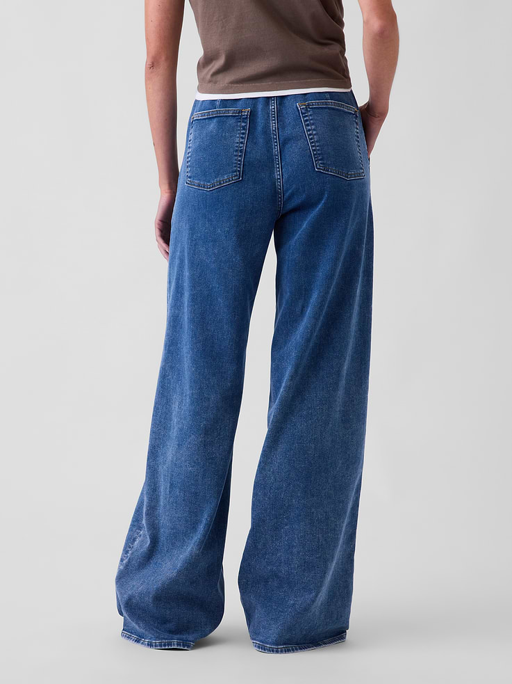 Image 4 of 6, Mid Rise Knit Easy Baggy Jeans