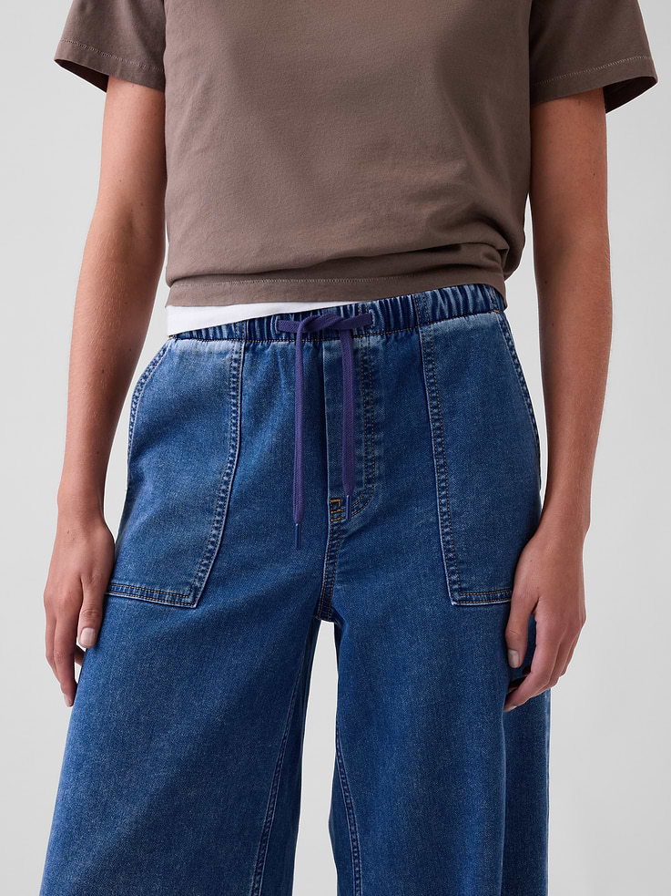 Image 5 of 6, Mid Rise Knit Easy Baggy Jeans