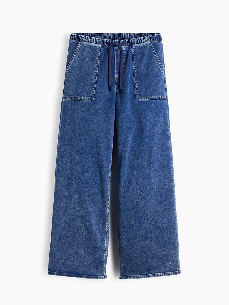Image 6 of 6, Mid Rise Knit Easy Baggy Jeans
