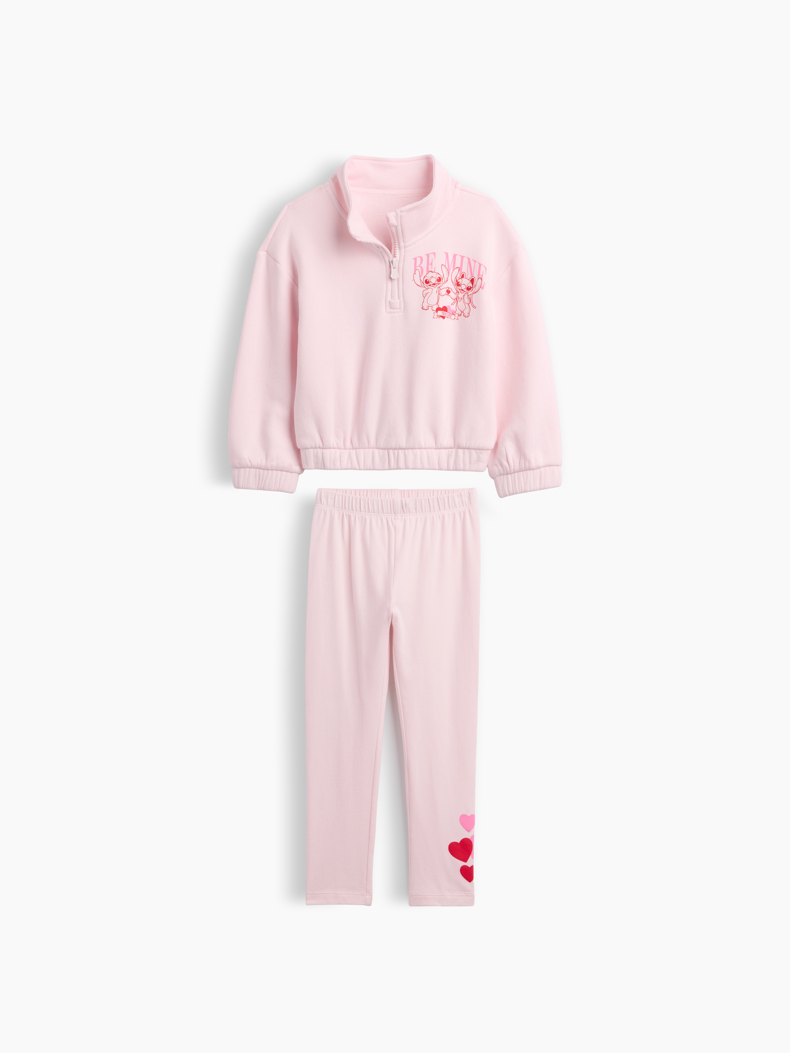 Image 1 of 3, These characters make every day more special., Comfy fleece sweatshirt, stretch jersey bottoms., Dropped shoulder, long sleeves with elasticized cuffs., Spread collar, quarter-zip front., Graphic at chest., Elasticized hem., Elasticized waist., Select styles have graphic at leg., Product #1184586