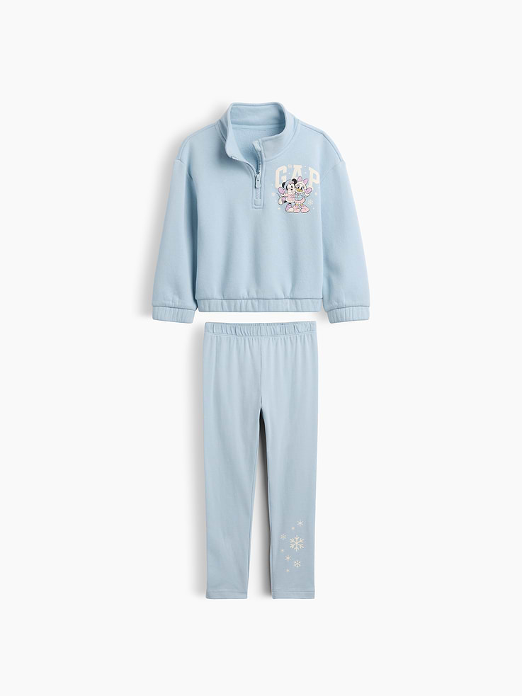 Image 1 of 3, These characters make every day more special., Comfy fleece sweatshirt, stretch jersey bottoms., Dropped shoulder, long sleeves with elasticized cuffs., Spread collar, quarter-zip front., Graphic at chest., Elasticized hem., Elasticized waist., Select styles have graphic at leg., Product #1184586
