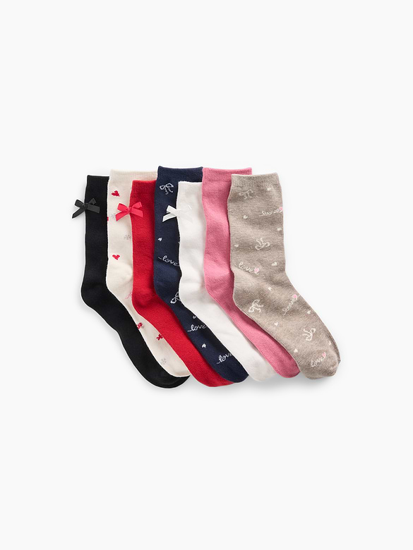 Kids Bow Crew Socks (7-Pack)